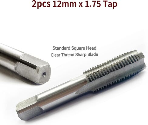 2PCS M12x1.75 TAP ، M12 1.75mm Metric Hand Thread Thore ، M12 × 1.75 مم طحن خيط فولاذي عالي السرعة مناسبة لمختلف المعادن ، M12 قطر الصنبور 12 مم ، الملعب 1.75 ملم in Kuwait