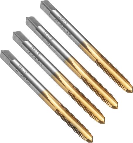 uxcell 4pcs Straight Flute Thread Tap, M1.6 x 0.35 Metric Titanium Coated Screw Threading Tapping Tool Thread Milling Machine Taps, M35 High Speed Steel with Cobalt in Saudi Arabia