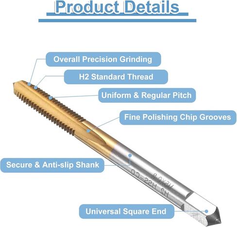 uxcell 4pcs Straight Flute Thread Tap, M1.6 x 0.35 Metric Titanium Coated Screw Threading Tapping Tool Thread Milling Machine Taps, M35 High Speed Steel with Cobalt in Saudi Arabia