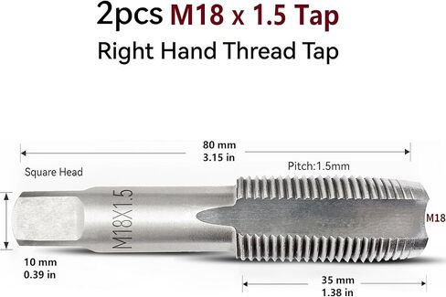 2PCS M12x1.75 TAP ، M12 1.75mm Metric Hand Thread Thore ، M12 × 1.75 مم طحن خيط فولاذي عالي السرعة مناسبة لمختلف المعادن ، M12 قطر الصنبور 12 مم ، الملعب 1.75 ملم in Kuwait