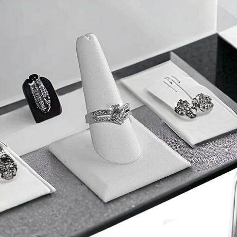 Countertop Finger Shaped Ring Display Stand Showcase Square Base Ring Stand (Black Velvet), 244-4 in Saudi Arabia