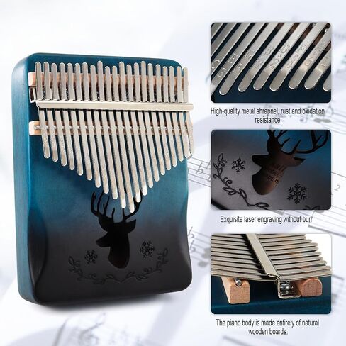Kalimba Thumb Piano Portable Mbira Finger Piano Kalimba 21 keys Musical Instruments Finger Thumb Piano Pocket piano With Tune Hammer and Instruction Souvenir for Musicians (Blue) in Kuwait