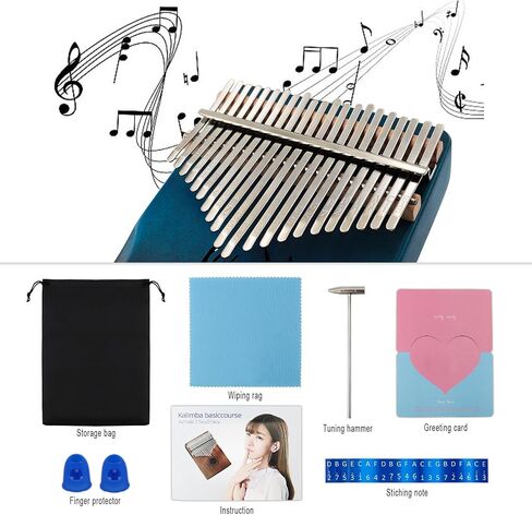 Kalimba Thumb Piano Portable Mbira Finger Piano Kalimba 21 keys Musical Instruments Finger Thumb Piano Pocket piano With Tune Hammer and Instruction Souvenir for Musicians (Blue) in Kuwait