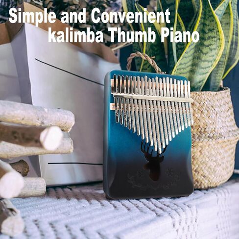Kalimba Thumb Piano Portable Mbira Finger Piano Kalimba 21 keys Musical Instruments Finger Thumb Piano Pocket piano With Tune Hammer and Instruction Souvenir for Musicians (Blue) in Kuwait