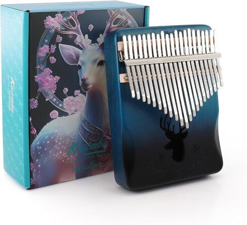 Kalimba Thumb Piano Portable Mbira Finger Piano Kalimba 21 keys Musical Instruments Finger Thumb Piano Pocket piano With Tune Hammer and Instruction Souvenir for Musicians (Blue) in Kuwait