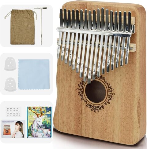 17 Key Kalimba Thumb Piano - Portable Finger Piano with Tuning Hammer & Study Guide, Premium Wood, Unique Musical Gift for Adults & Kids & Beginner-A in Saudi Arabia