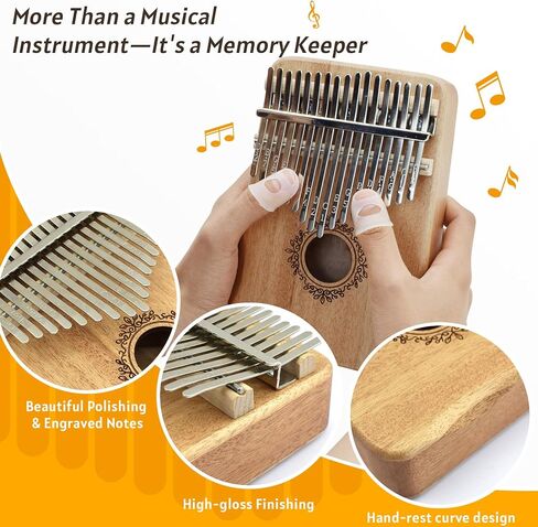 17 Key Kalimba Thumb Piano - Portable Finger Piano with Tuning Hammer & Study Guide, Premium Wood, Unique Musical Gift for Adults & Kids & Beginner-A in Saudi Arabia