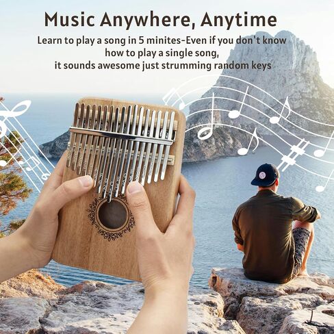 17 Key Kalimba Thumb Piano - Portable Finger Piano with Tuning Hammer & Study Guide, Premium Wood, Unique Musical Gift for Adults & Kids & Beginner-A in Saudi Arabia