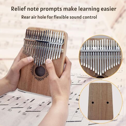 17 Key Kalimba Thumb Piano - Portable Finger Piano with Tuning Hammer & Study Guide, Premium Wood, Unique Musical Gift for Adults & Kids & Beginner-A in Saudi Arabia