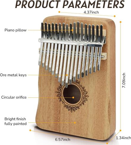 17 Key Kalimba Thumb Piano - Portable Finger Piano with Tuning Hammer & Study Guide, Premium Wood, Unique Musical Gift for Adults & Kids & Beginner-A in Saudi Arabia