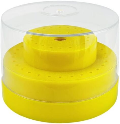 60 Holes Dental Burs, Multi-Use Plastic Case with Transparent Cover Organizer Disinfection Holder Box for Dental Lab, Dentist Tool (Yellow) in Kuwait