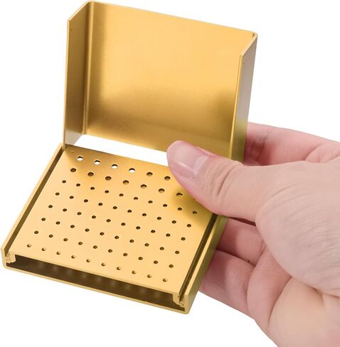 76 Holes Dental Burs Holder Block Cleaning Stand Drill Storage Boxs FG Bur Autoclavable Organizer (Silver) in Saudi Arabia