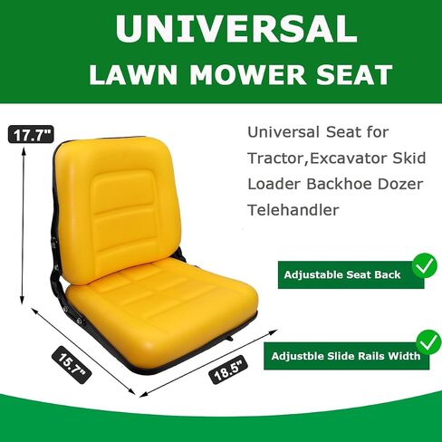 Tractor Seat,Universal Lawn Mower and Forklift Seat with Adjustable Back,Armrest,Slide Rail And Safety Belt,for Tractor,Mower,Excavator,Bucket,Dozer in Saudi Arabia