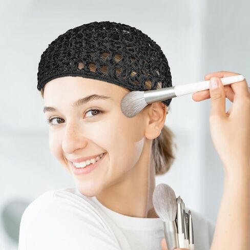 3Pcs Hair Net Soft Rayon Mesh Crocheted Hairnet Sleep Cap Mesh Cover Curls Hair Net Snoods Elastic Hairnet Hairs Cover Accessories for Women Men Night Sleeping Thick Long Short Curls Hairs in Saudi Arabia
