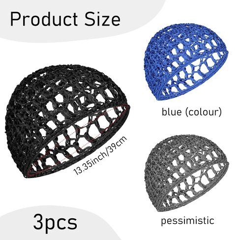 3Pcs Hair Net Soft Rayon Mesh Crocheted Hairnet Sleep Cap Mesh Cover Curls Hair Net Snoods Elastic Hairnet Hairs Cover Accessories for Women Men Night Sleeping Thick Long Short Curls Hairs in Saudi Arabia