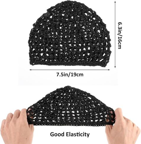 3Pcs Hair Net Soft Rayon Mesh Crocheted Hairnet Sleep Cap Mesh Cover Curls Hair Net Snoods Elastic Hairnet Hairs Cover Accessories for Women Men Night Sleeping Thick Long Short Curls Hairs in Saudi Arabia