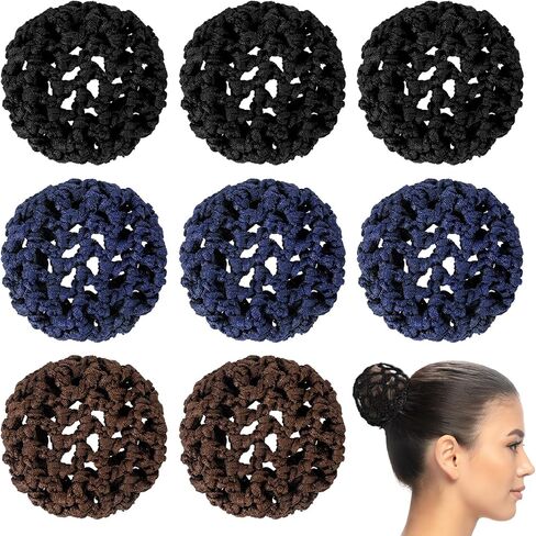 8 PCS Hair Bun Net, Hair Net for Buns Invisible Knot HairNets Elastic Hairs Bun Covers Edge Mesh Hairs Nets for Dance, Ballet, Girls, Sleeping, Women Dance Accessories in Saudi Arabia