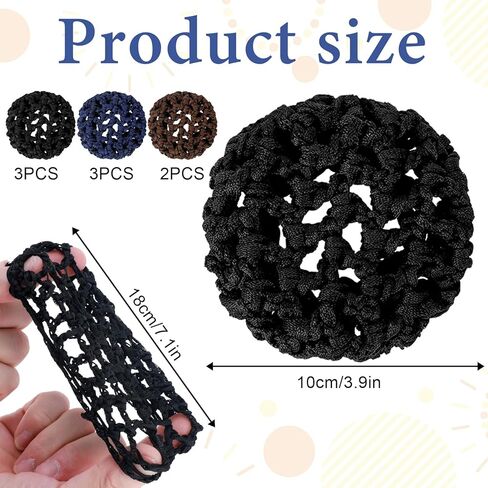 8 PCS Hair Bun Net, Hair Net for Buns Invisible Knot HairNets Elastic Hairs Bun Covers Edge Mesh Hairs Nets for Dance, Ballet, Girls, Sleeping, Women Dance Accessories in Saudi Arabia