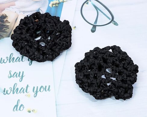 PENTA ANGEL Hair Bun Covers 3Pcs Elastic Crochet Knit Invisible Hair Nets Snood Accessory for Women Girls Dance Ballet Skating (Black, 8cm) in Saudi Arabia