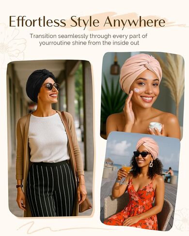 YANIBEST Satin Lined Hair Bonnet for Sleeping, Silk Turban, Hair Wrap Chemo Headwear for Women Natural Curly Hair in Kuwait