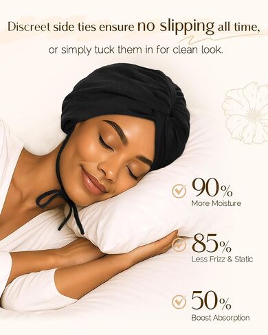 YANIBEST Satin Lined Hair Bonnet for Sleeping, Silk Turban, Hair Wrap Chemo Headwear for Women Natural Curly Hair in Kuwait