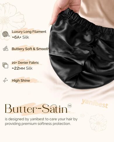 YANIBEST Satin Lined Hair Bonnet for Sleeping, Silk Turban, Hair Wrap Chemo Headwear for Women Natural Curly Hair in Kuwait