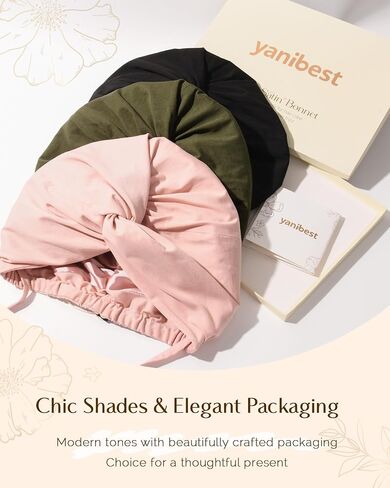 YANIBEST Satin Lined Hair Bonnet for Sleeping, Silk Turban, Hair Wrap Chemo Headwear for Women Natural Curly Hair in Kuwait