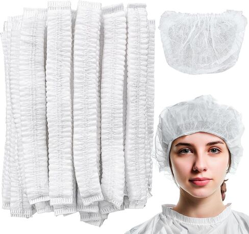 50PCS Disposable Bouffant Caps - 24 Inch Elastic Hair Nets Non-woven Head Covers for Women and Men, Breathable Hair Nets for Food Service Workers, Kitchen, Labs, Beauty Salon, Blue in Saudi Arabia