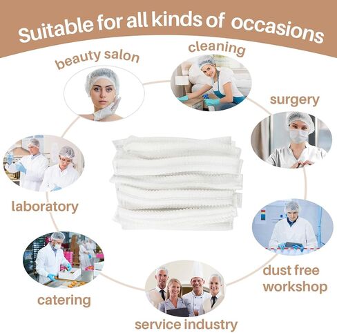 50PCS Disposable Bouffant Caps - 24 Inch Elastic Hair Nets Non-woven Head Covers for Women and Men, Breathable Hair Nets for Food Service Workers, Kitchen, Labs, Beauty Salon, Blue in Saudi Arabia