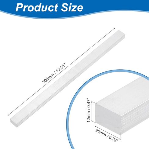 شريط مسطح الألمنيوم مربع UXCELL ، 1/2 "سمك 3/4" عرض 12 "طول مربع 6063 لوحة مسطحة الألومنيوم ، 12 × 20 × 305 مم مخزون مصنع صلب in Saudi Arabia