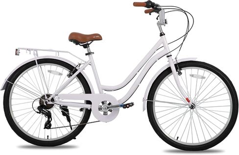 هيلاند 26 في الدراجة الهجينة للسيدات للبالغين ، 7 سرعات خطوة من خلال Hi-Ten Steel Frame City Commuter Beach Cruiser Bike و Hybrid Bicycle و Multicolor in Kuwait