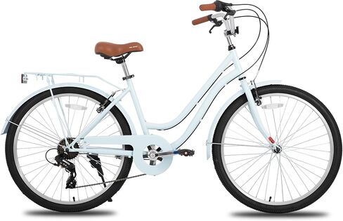 هيلاند 26 في الدراجة الهجينة للسيدات للبالغين ، 7 سرعات خطوة من خلال Hi-Ten Steel Frame City Commuter Beach Cruiser Bike و Hybrid Bicycle و Multicolor in Kuwait