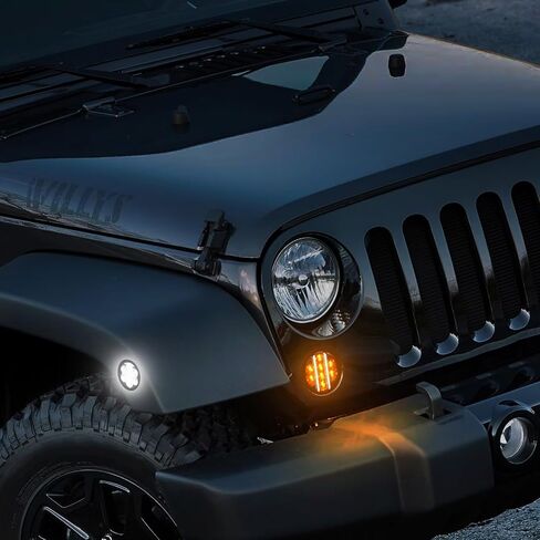 LED Amber Turn Signal w/White Parking Lights & White Front Fender Side Marker Lights Compatible with 2007-2018 Wrangler JK JKU, 4 Pcs Per Set, Smoked Len in Saudi Arabia