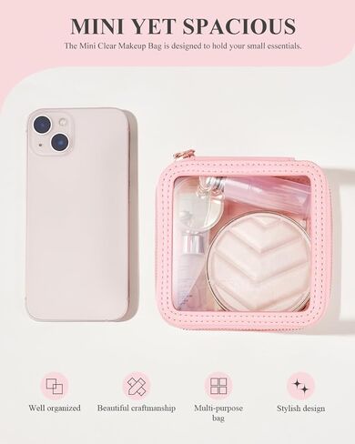 Rownyeon Clear Makeup Case Toiletry Bag Travel Makeup Train Case Portable Cosmetic Organizer Transparent Bag Black in Saudi Arabia