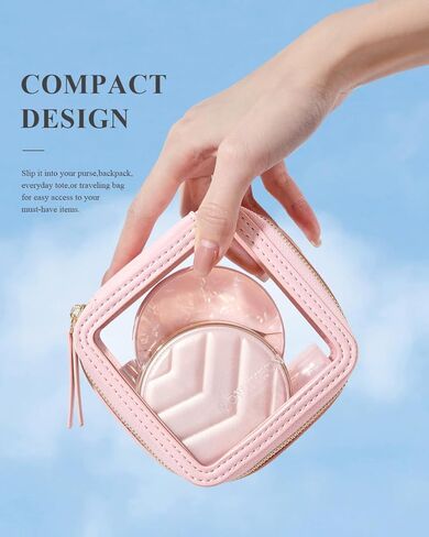 Rownyeon Clear Makeup Case Toiletry Bag Travel Makeup Train Case Portable Cosmetic Organizer Transparent Bag Black in Saudi Arabia