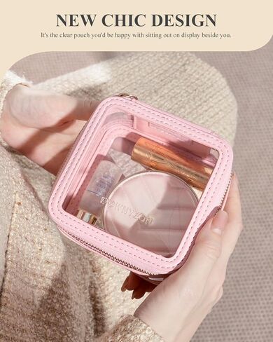 Rownyeon Clear Makeup Case Toiletry Bag Travel Makeup Train Case Portable Cosmetic Organizer Transparent Bag Black in Saudi Arabia