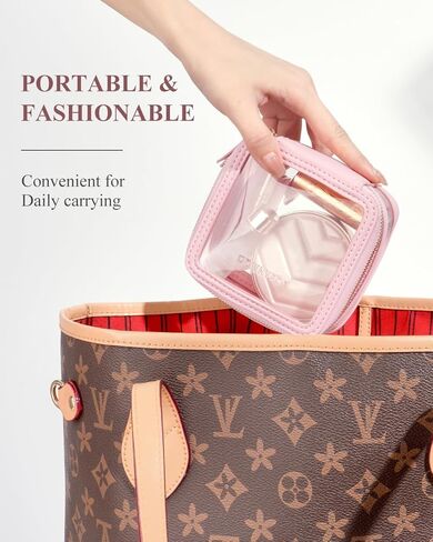 Rownyeon Clear Makeup Case Toiletry Bag Travel Makeup Train Case Portable Cosmetic Organizer Transparent Bag Black in Saudi Arabia