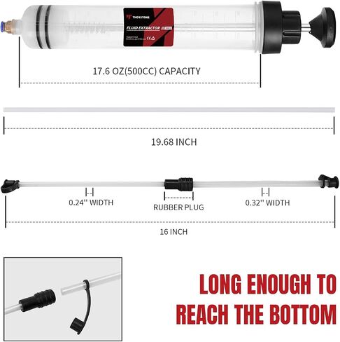 Thorstone Automotive Fluid Extractor Pump, 200cc Oil Change Syringe with Hose, Manual Suction & Filler Oil Evacuator (7 Oz./0.21 Qt./200 CC) in Saudi Arabia