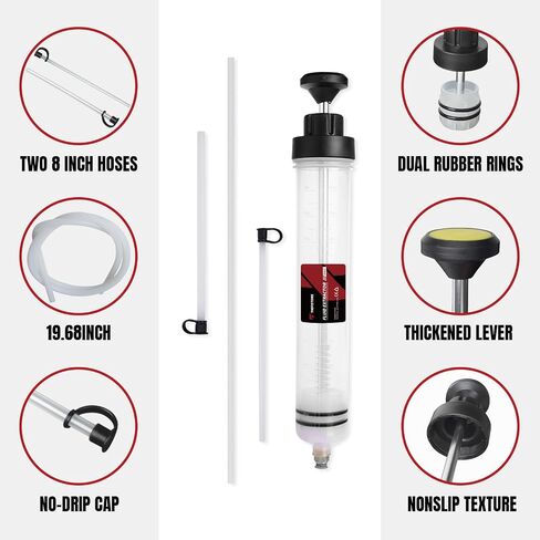 Thorstone Automotive Fluid Extractor Pump, 200cc Oil Change Syringe with Hose, Manual Suction & Filler Oil Evacuator (7 Oz./0.21 Qt./200 CC) in Saudi Arabia