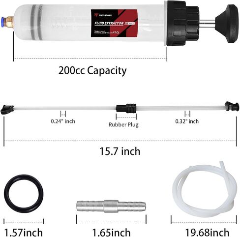 Thorstone Automotive Fluid Extractor Pump, 200cc Oil Change Syringe with Hose, Manual Suction & Filler Oil Evacuator (7 Oz./0.21 Qt./200 CC) in Saudi Arabia