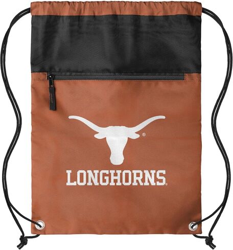 FOCO NCAA Officially Licensed Unisex Team Color Collage Primary Logo Wordmark Drawstring Backpack With Zippered Pocket - Texas Longhorns in Kuwait