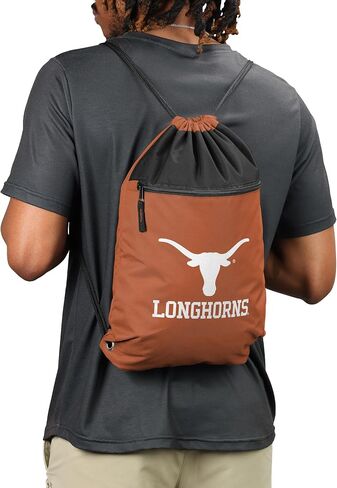 FOCO NCAA Officially Licensed Unisex Team Color Collage Primary Logo Wordmark Drawstring Backpack With Zippered Pocket - Texas Longhorns in Kuwait