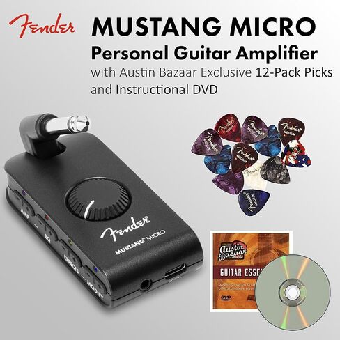 حزمة مضخم صوت الجيتار الشخصي الصغير من Fender Mustang مع اللقطات وأقراص DVD التعليمية لأوستن بازار in Kuwait