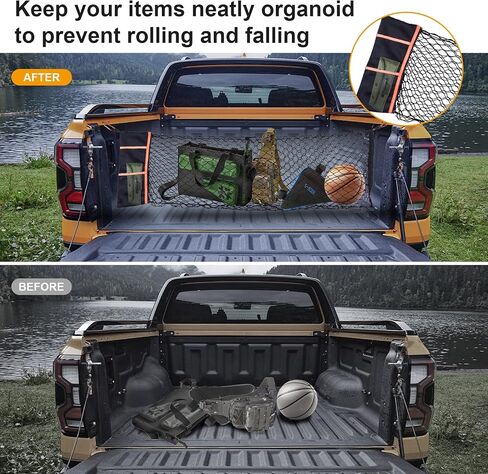 Envelope Style Cargo Net Compatible with Chevy Silverado 1500 2013-2025 & GMC Sierra 1500, Highly Elastic Truck Bed Cargo Net for Silverado Sierra 1500 Accessories, Storage Bag-Carabiners in Saudi Arabia