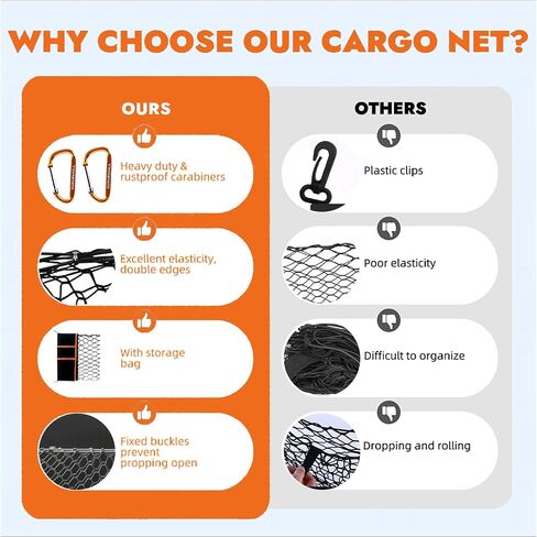 Envelope Style Cargo Net Compatible with Chevy Silverado 1500 2013-2025 & GMC Sierra 1500, Highly Elastic Truck Bed Cargo Net for Silverado Sierra 1500 Accessories, Storage Bag-Carabiners in Saudi Arabia