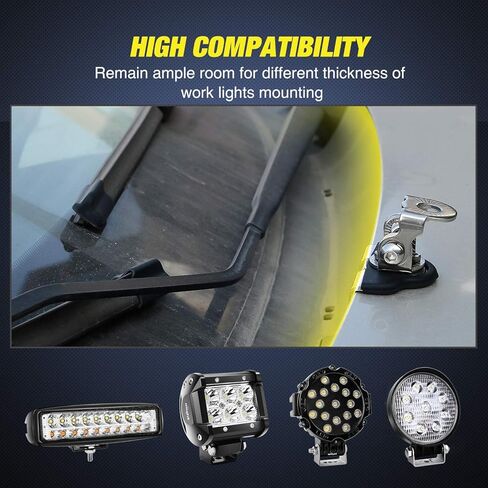 Nilight LED LID Light Bar Bracket 2PCS Universal Lood-Balar Hood Fog Pods Work Work Lamp No Drilling Aluminium Mount Clamp حامل للشاحن in Saudi Arabia