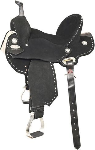 HILASON Flex Tree Western Horse Stud Trail Barrel American Leather Saddle Black | for Horses in Saudi Arabia