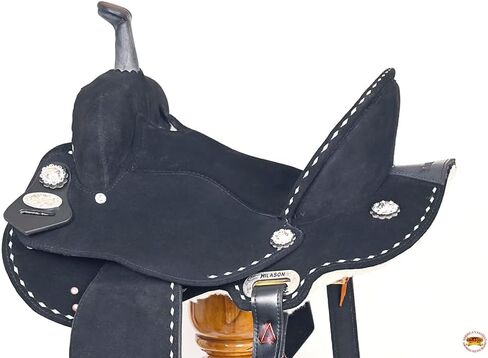 HILASON Flex Tree Western Horse Stud Trail Barrel American Leather Saddle Black | for Horses in Saudi Arabia
