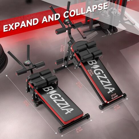 Bigzzia Ab Machine, 5-in-1 Adjustable Ab Workout Bench Core Abdomen Trainer for Stomach Workout, Crunch Machine Exercise Equipment for Home Gym - Sit UP, Push UP, Leg Press, Glider, Roman Chair, 330lbs Capacity in Saudi Arabia