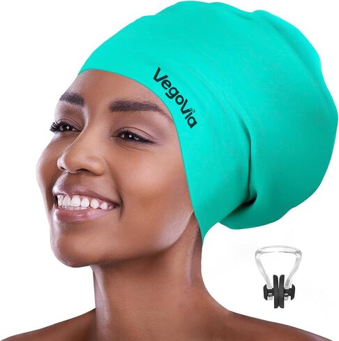 Large Swim Cap for Braids and Dreadlocks, Waterproof Silicone Swimming Cap for Women Men Adult Long Hair to Keep Hair Dry in Kuwait